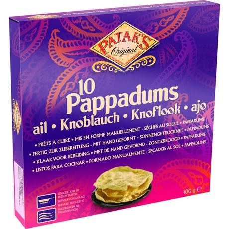 PATAK'S  Pappadums Ail 15Cm 100G