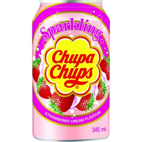 [4651-4] CHUPA CHUPS Boisson Gazeuse Fraise Crème 345 ML